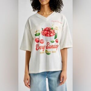Vinyl Icons Fresh Cherries V-Neck Graphic T-Shirt